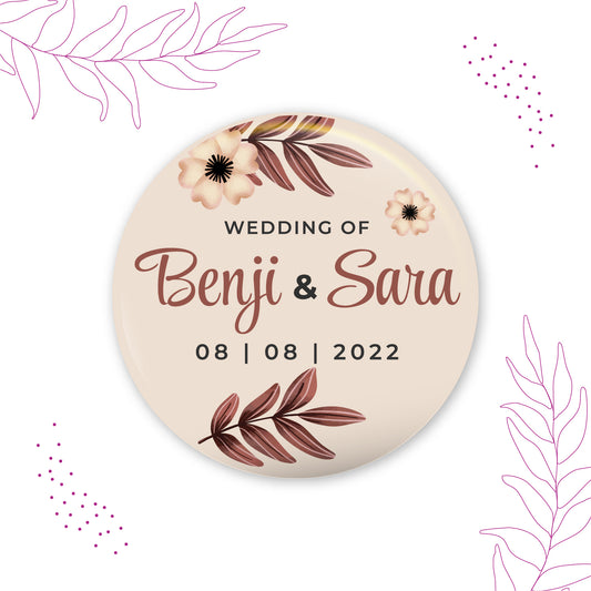 Beige Leaf Wedding Badge