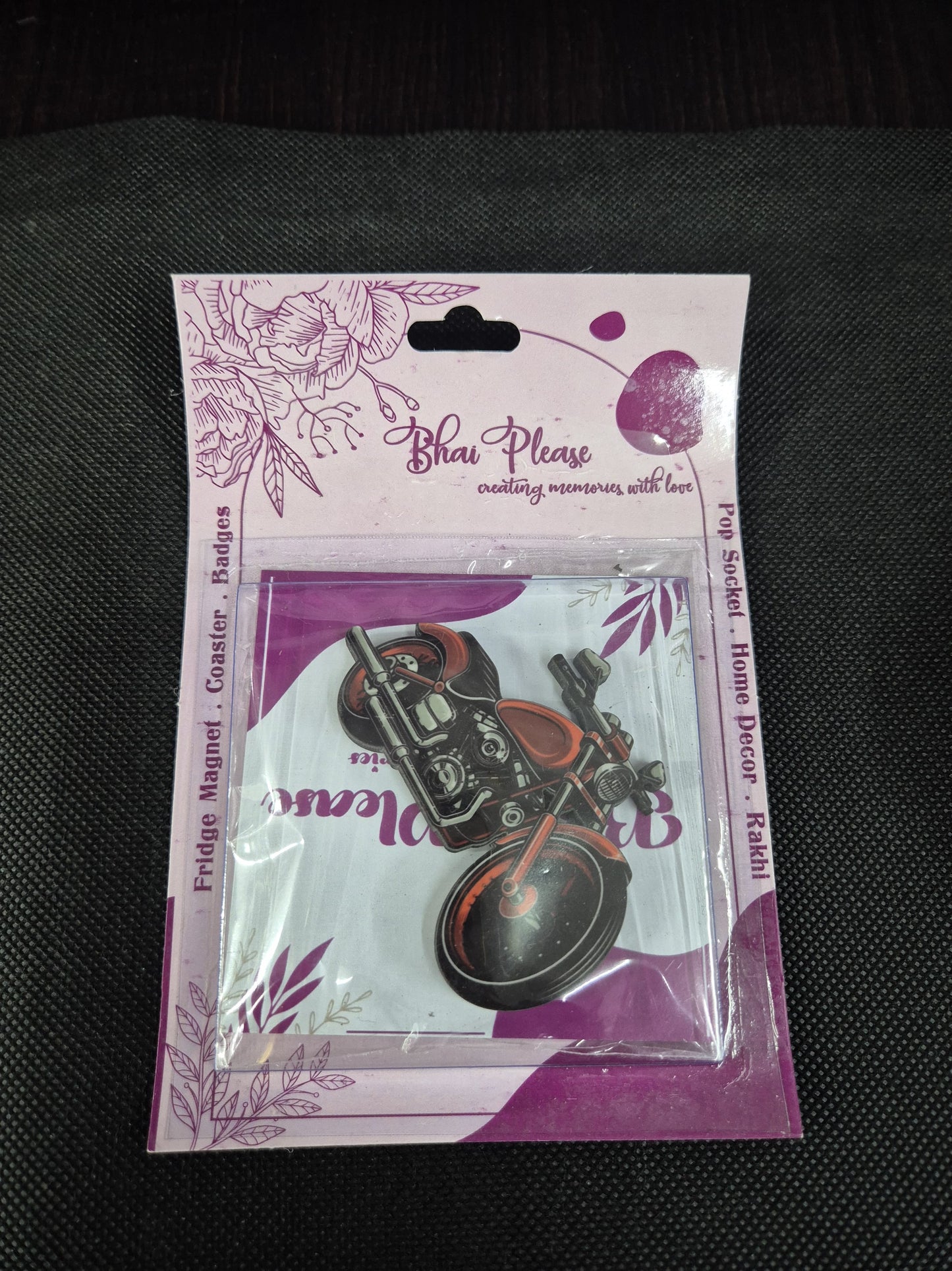 Decorative adventure-themed magnet.