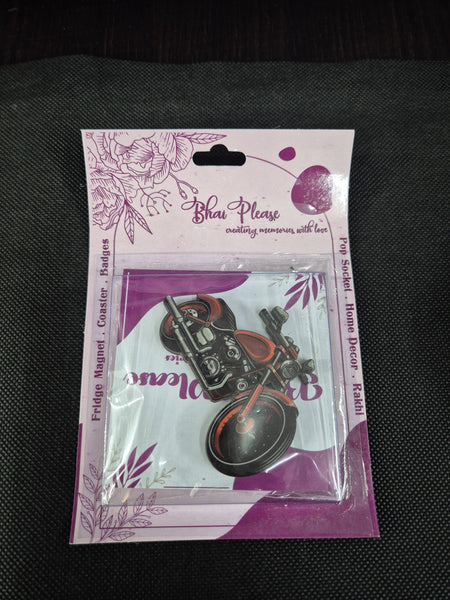 Decorative adventure-themed magnet.
