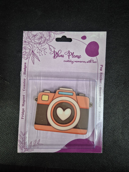 Camera with heart fridge magnet quirky collectible