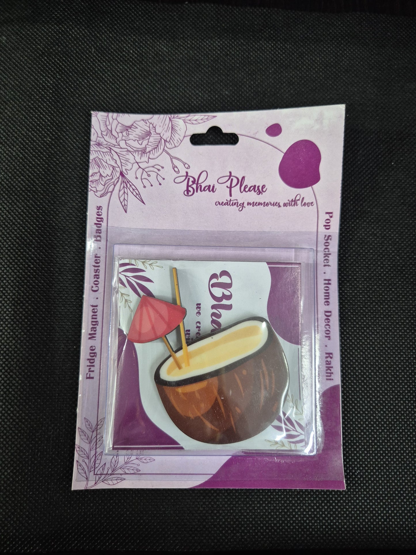 Coconut Brown Wooden Fridge Magnet