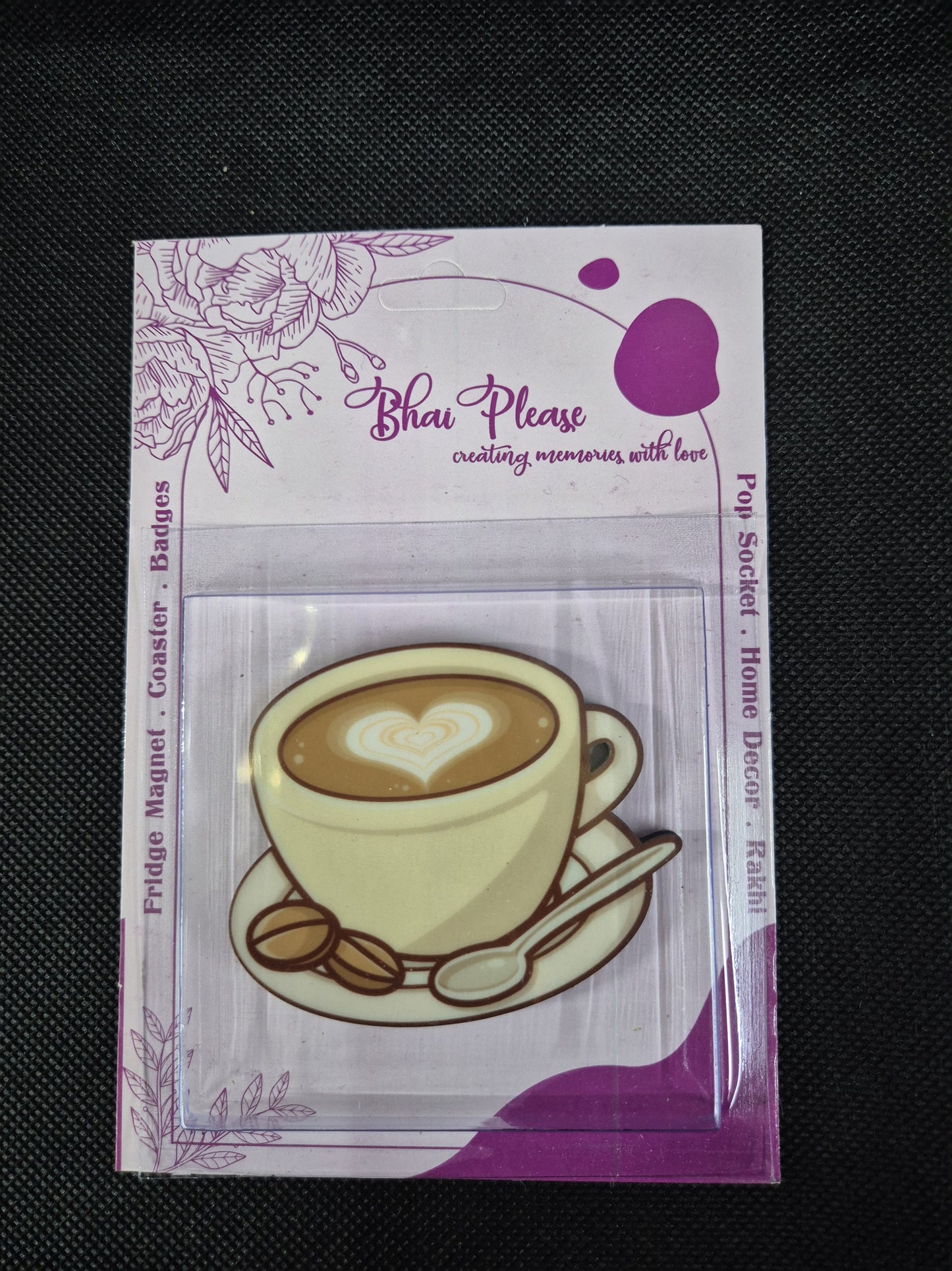 A magnetic quote magnet saying "Coffee Love."