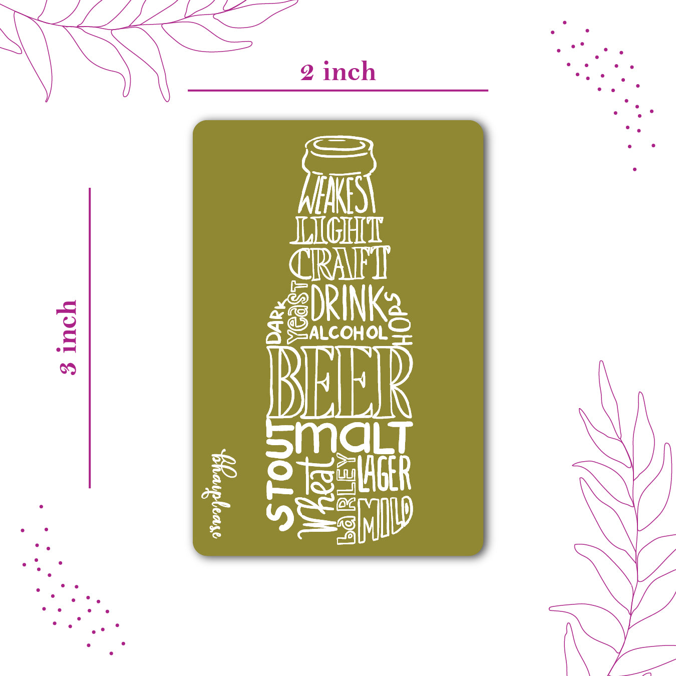 Beer Bottle Typography Fridge Magnet Green