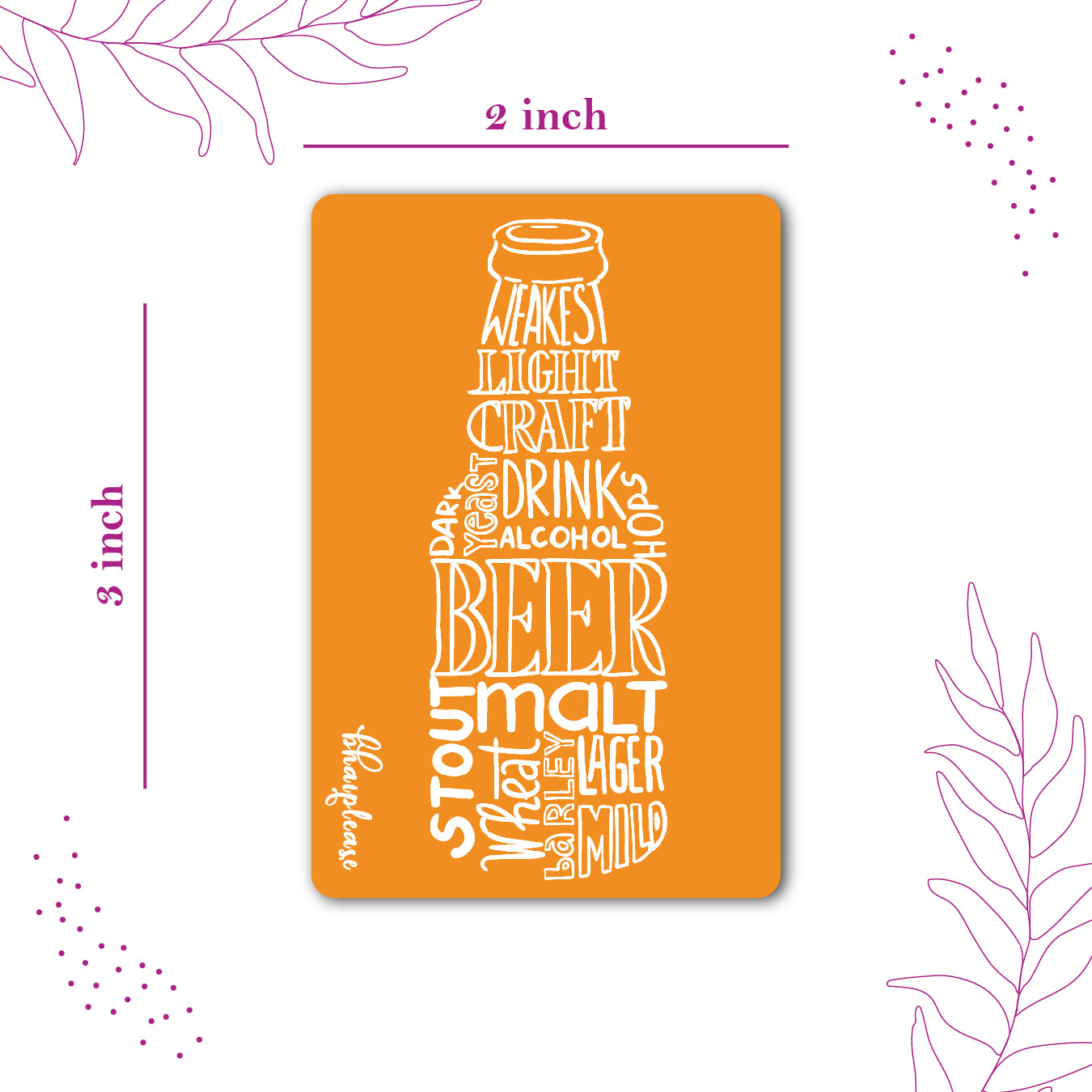 Beer Bottle (Orange) Wooden Fridge Magnet
