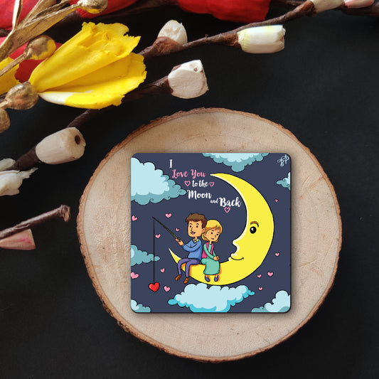 I Love You to the Moon and Back – Couple Fridge Magnet