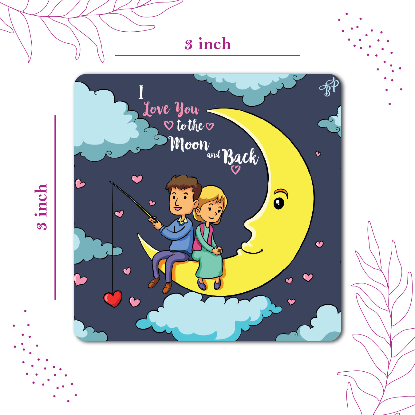 I Love You to the Moon and Back – Couple Fridge Magnet