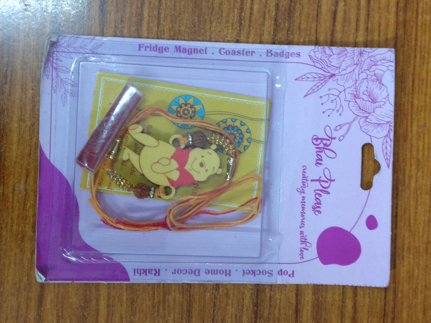 Winnie Pooh Wooden Rakhi – Cartoon Theme Rakhi | Bhai Please
