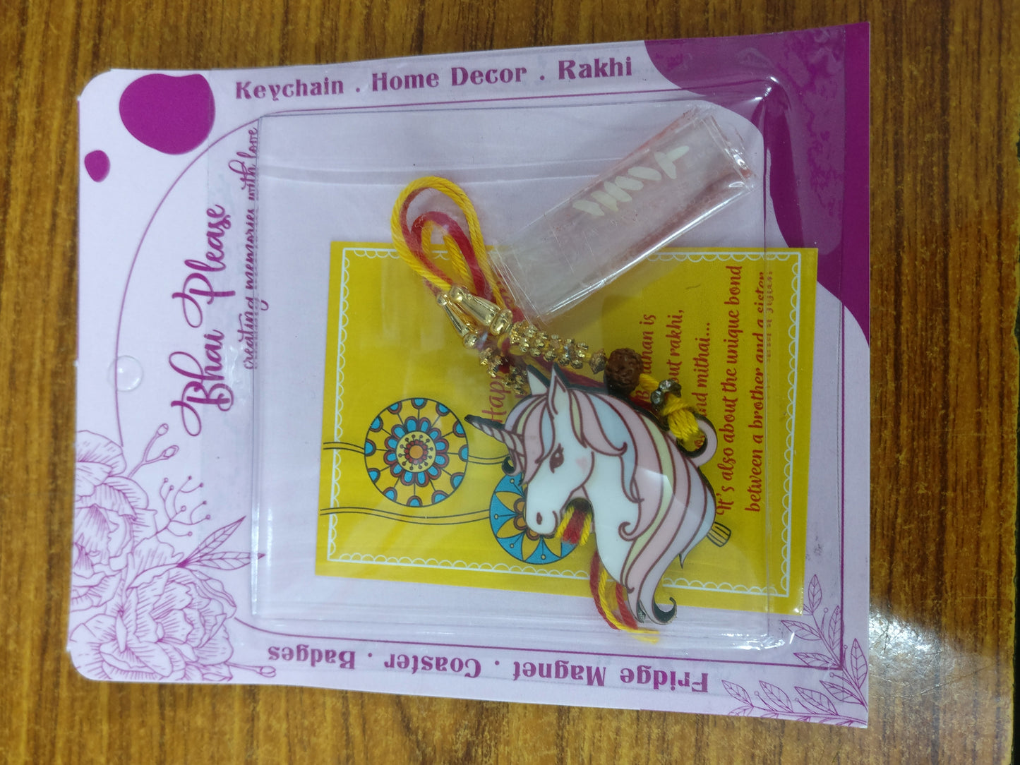 Unicorn Wooden Rakhi – Cartoon Theme Rakhi | Bhai Please