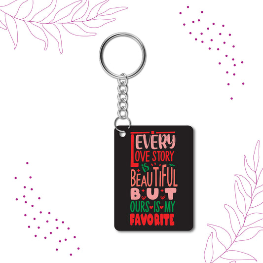 Every Love Story Wooden Keychain