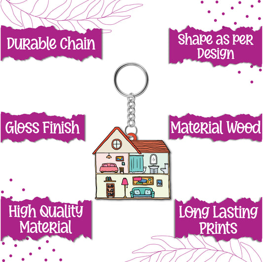 House Wooden Keychain