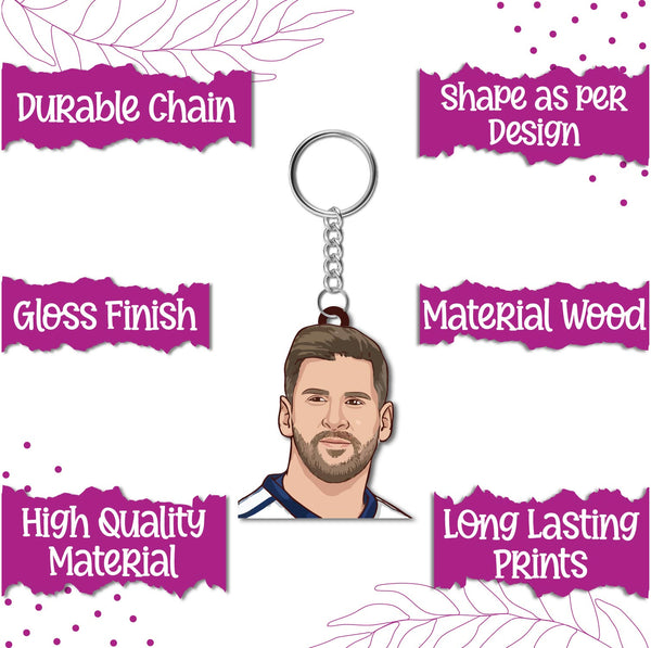 Messi Wooden Keychain