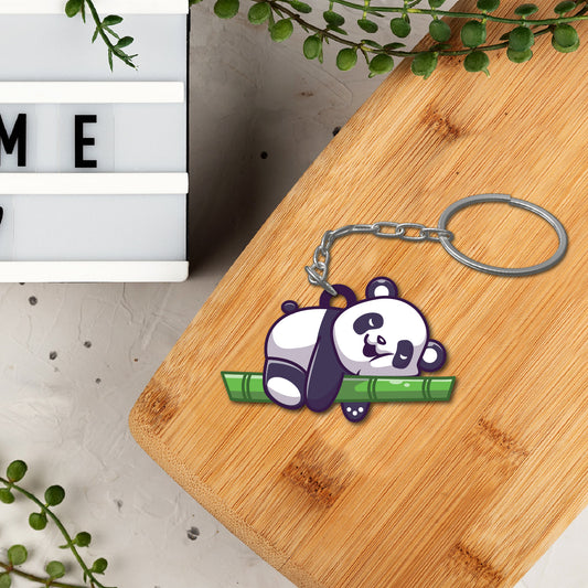 Sleeping Panda Wooden Keychain