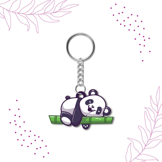Sleeping Panda Wooden Keychain