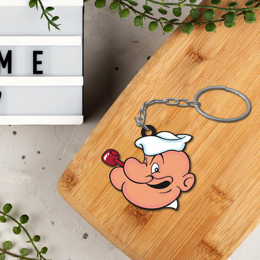 Wooden Popeye Keychain