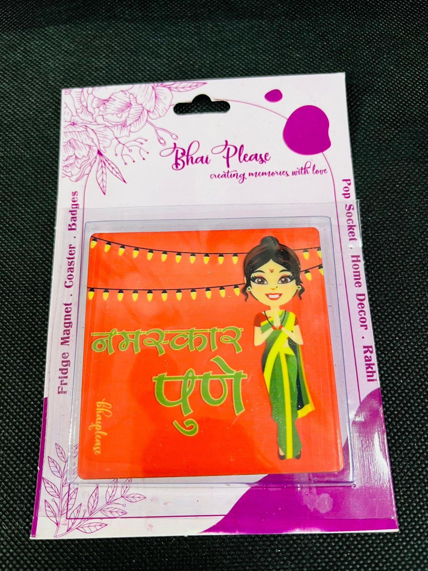 Namaste Pune Wooden Fridge / Refrigerator Magnet