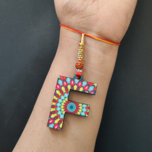 Alphabet F Wooden Lumba Rakhi