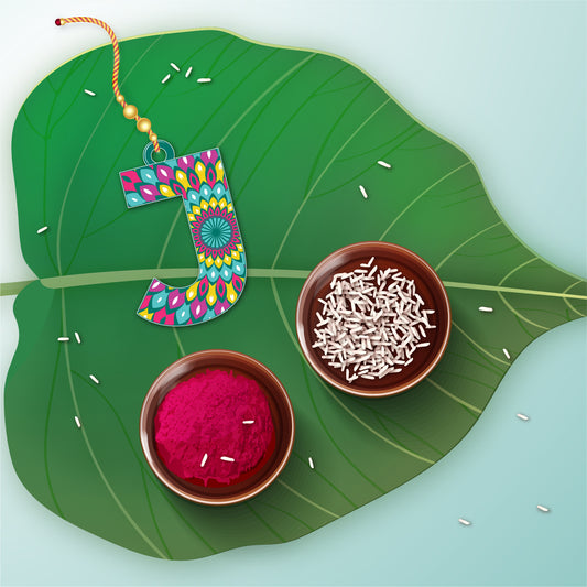 Alphabet J Wooden Lumba Rakhi