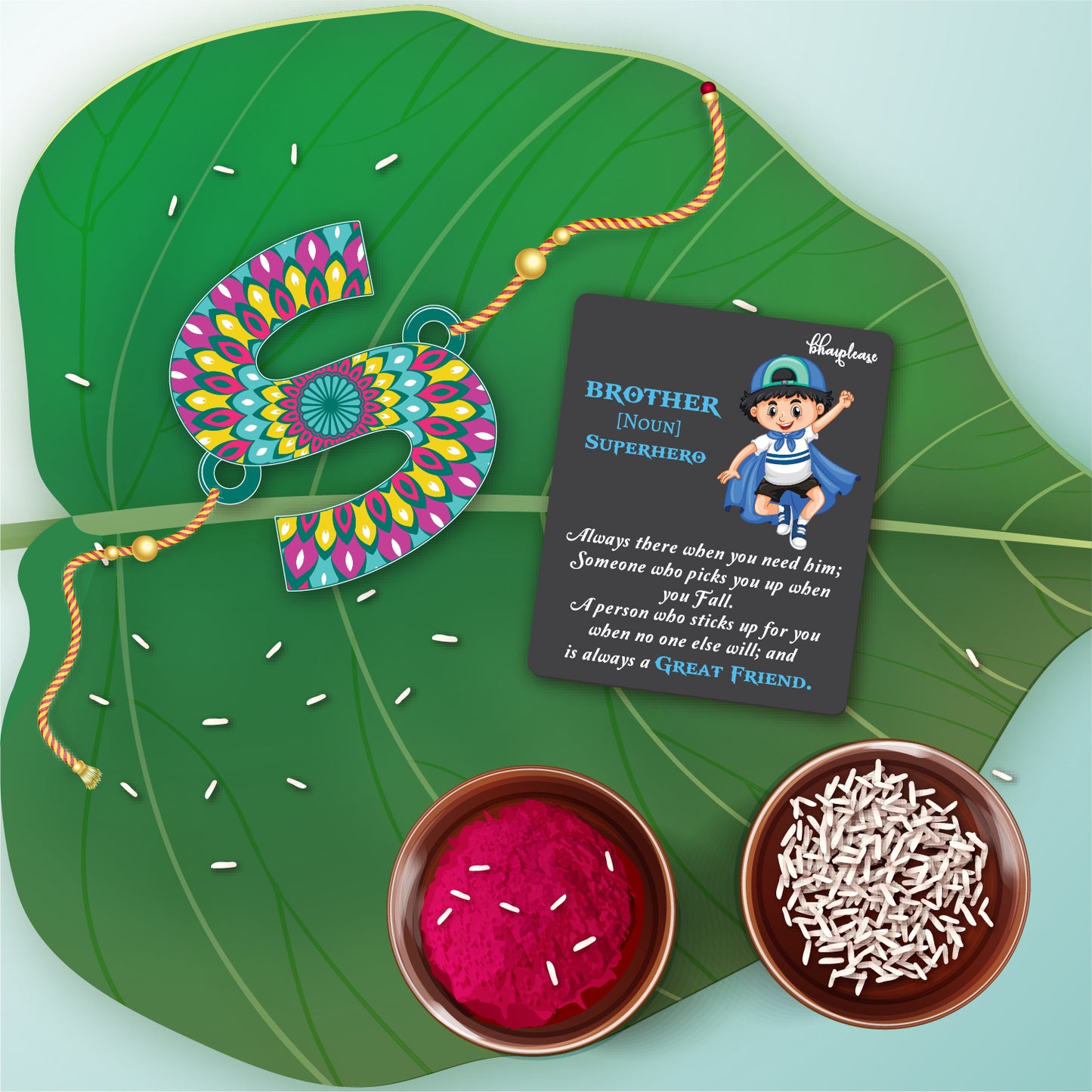 Alphabet S Wooden Rakhi With Super Brother Fridge Magnet