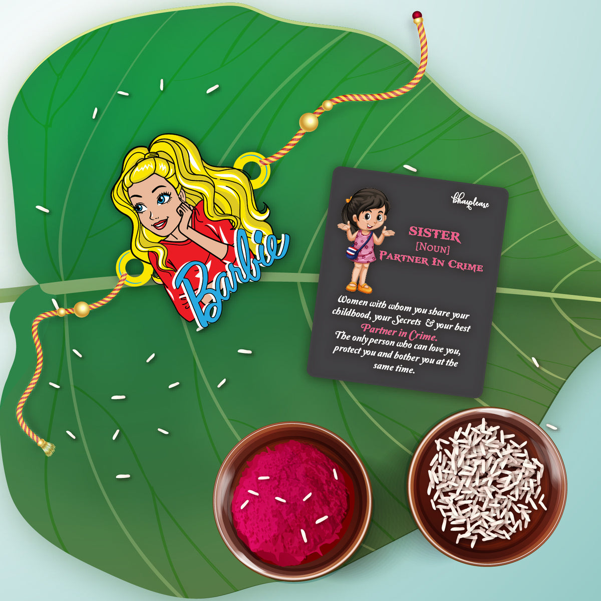 Barbie Wooden Rakhi With Magnet – Character Theme Rakhi | Bhai Please