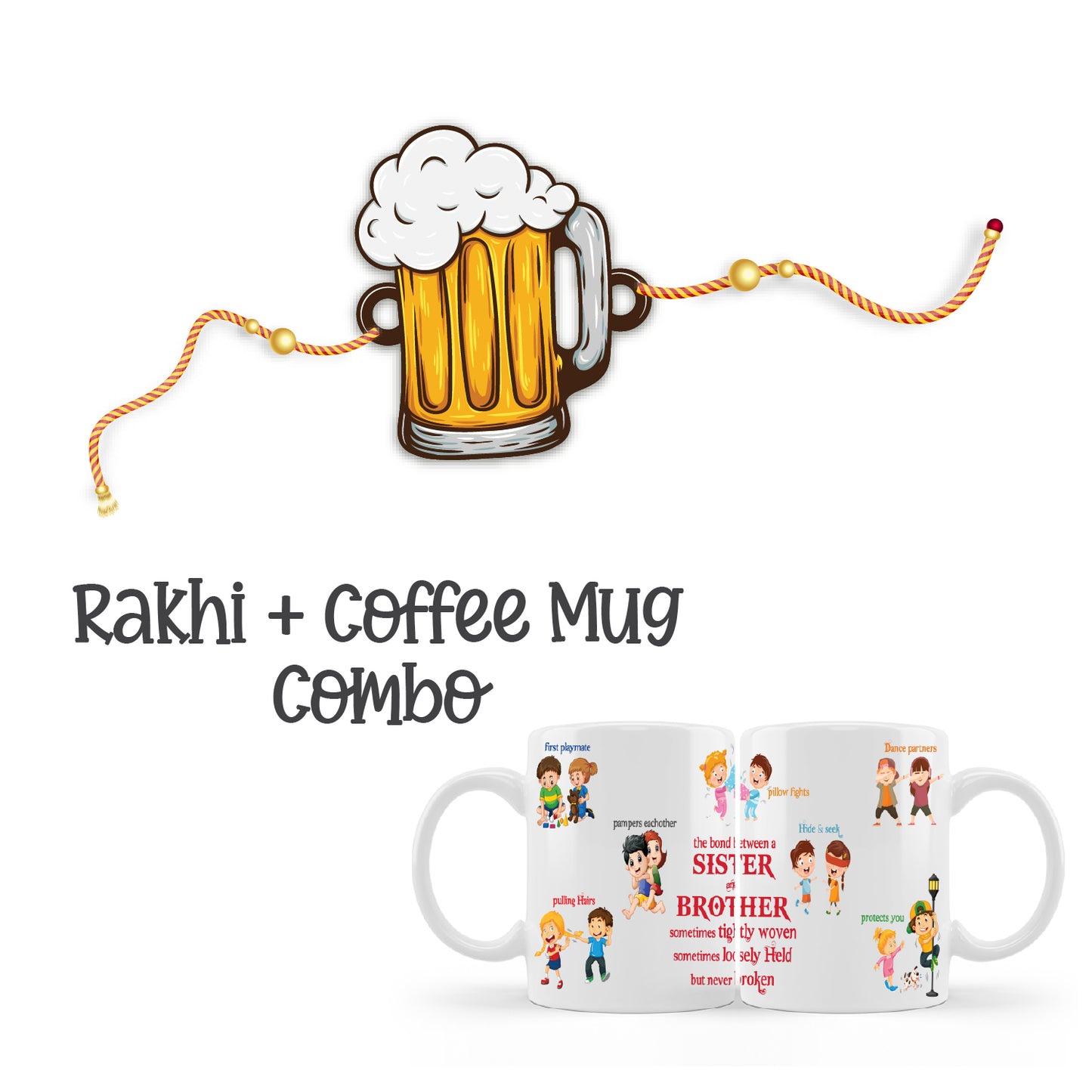 Beer Wooden Rakhi With Mug