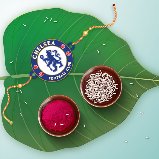 Football Rakhi for Chelsea fan – wooden Rakhi India