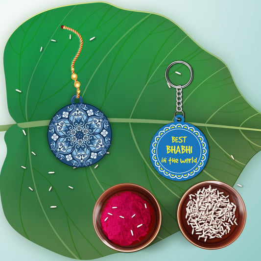 Mandala Lumba Rakhi For Brother With Keychain
