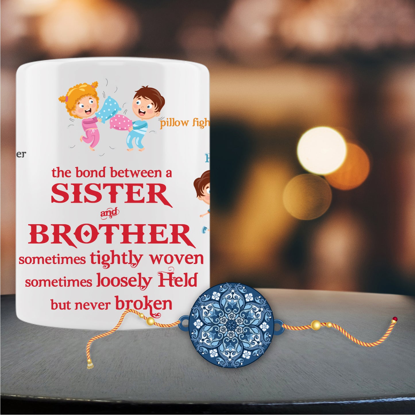 Mandala Rakhi For Brother With Mug