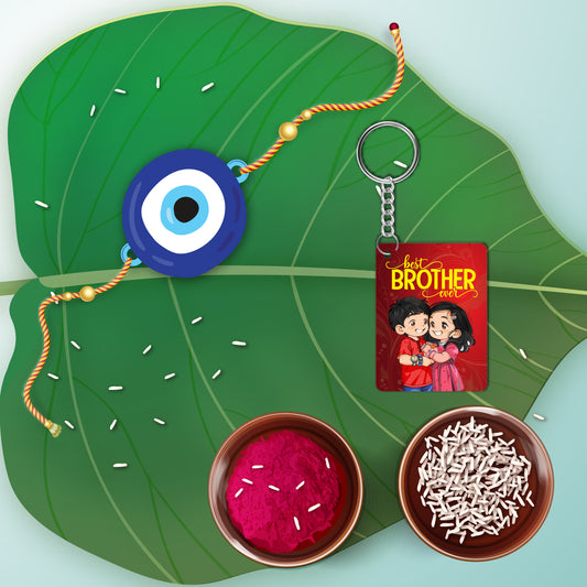 Evileye Rakhi For Brother With Keychain