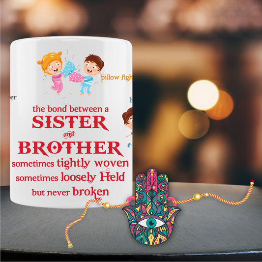 Hamsa Rakhi For Brother With Mug