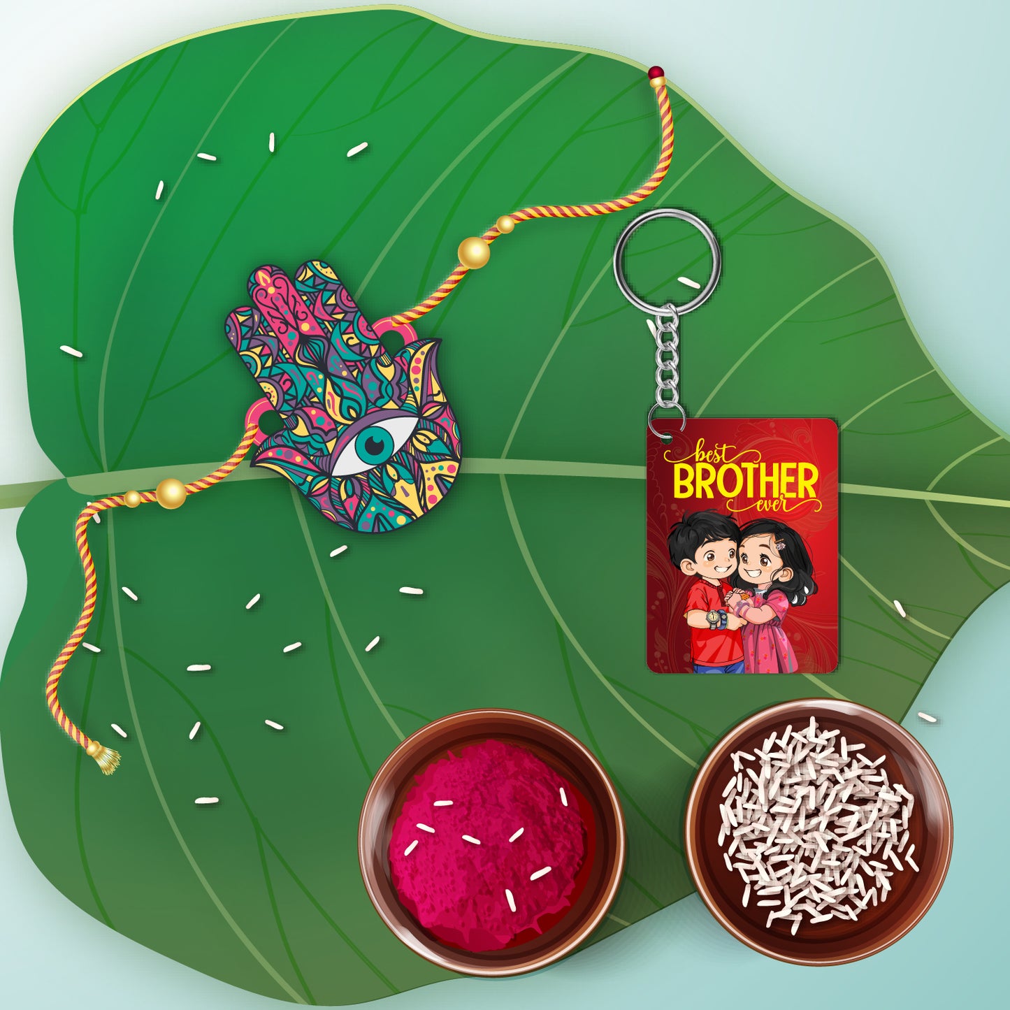 Hamsa Rakhi For Brother with Mega Combo