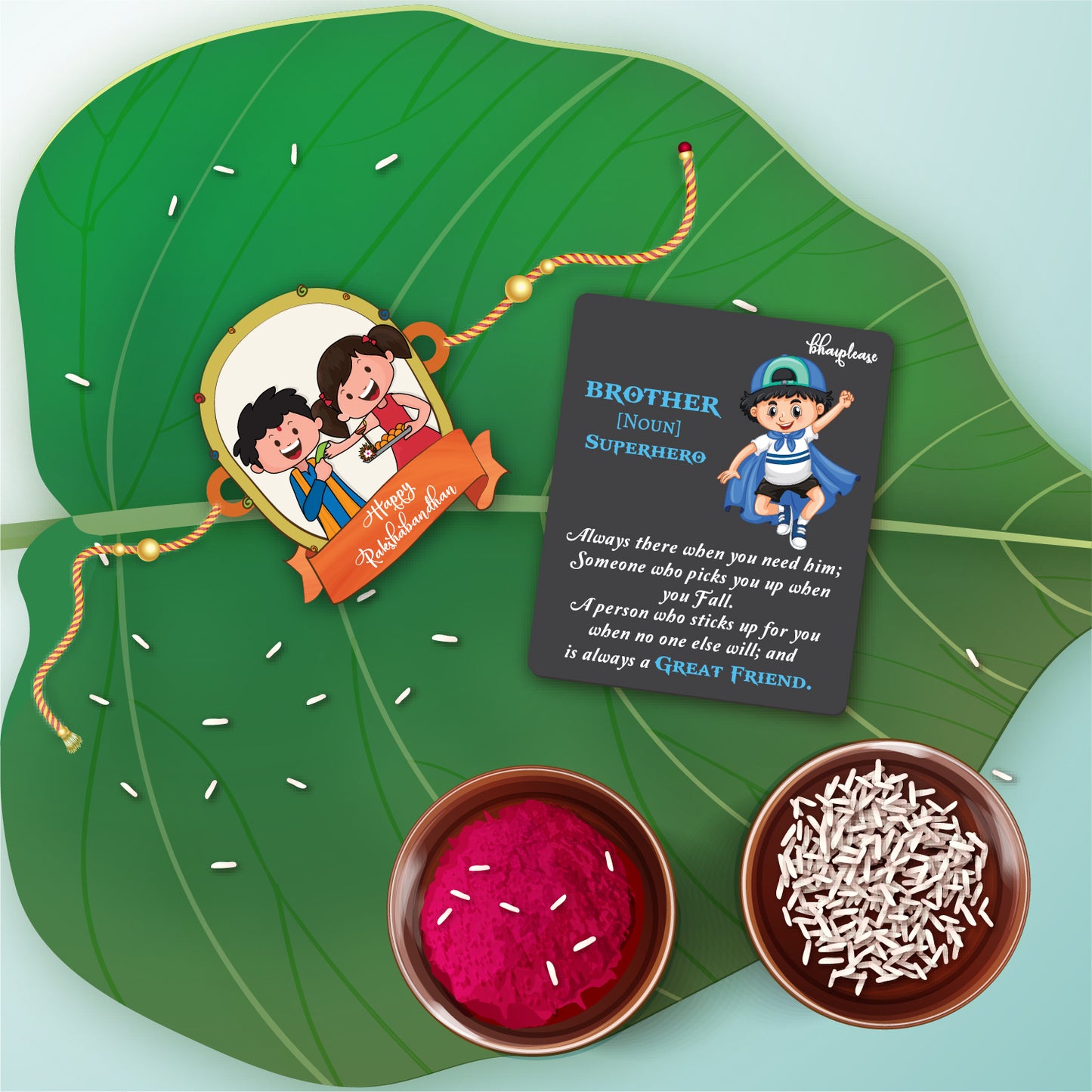 Happy Rakshabandhan Wooden Rakhi With Brother Is Superhero Fridge Magnet – Festival Theme Rakhi | Bhai Please