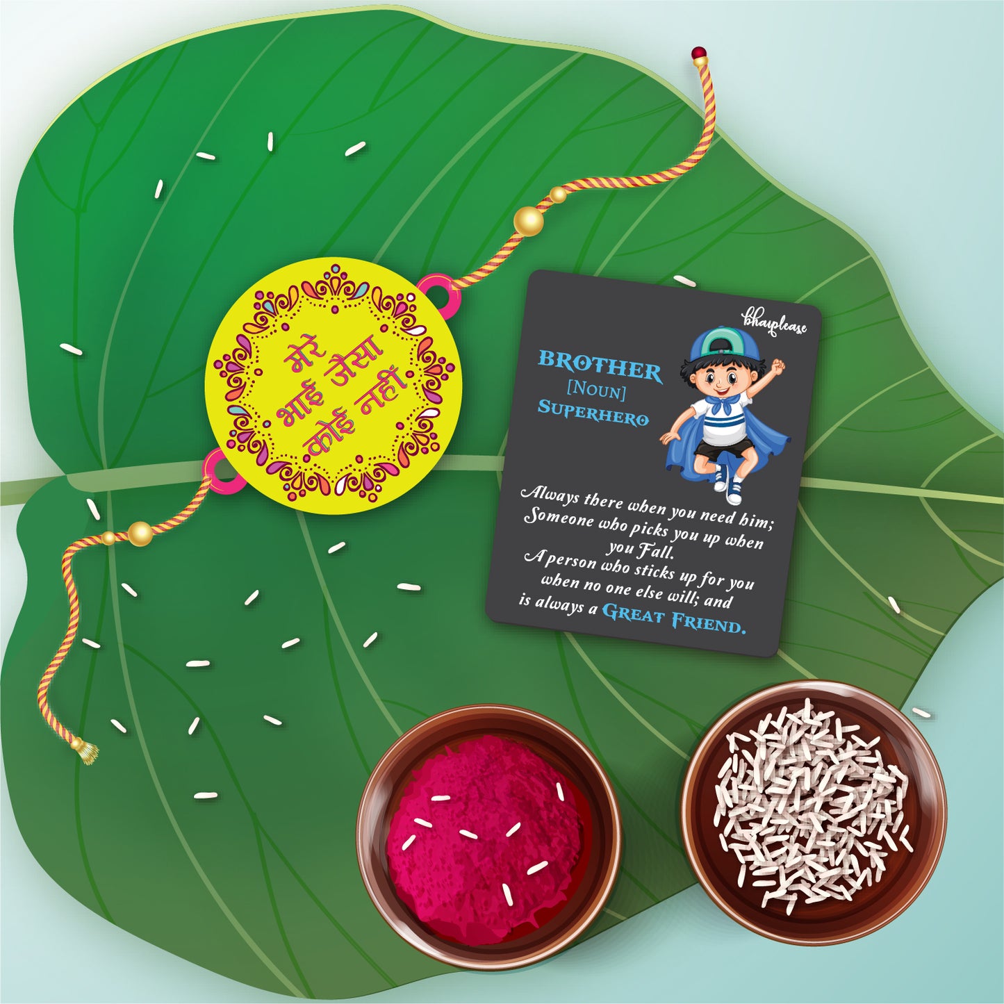 Mere Bhai Jaisa Rakhi With Brother Is Superhero Fridge Magnet