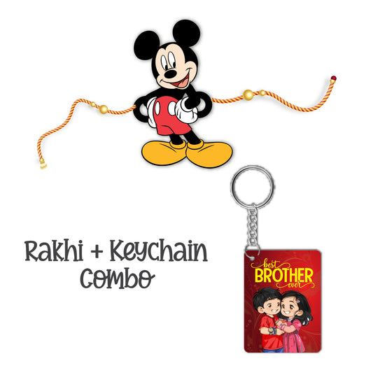 Micky Mouse Rakhi For Brother With Keychain