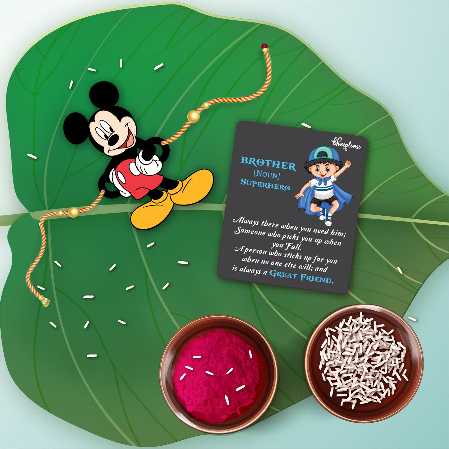 Mickey Mouse Rakhi With Brother Is Superhero Fridge Magnet
