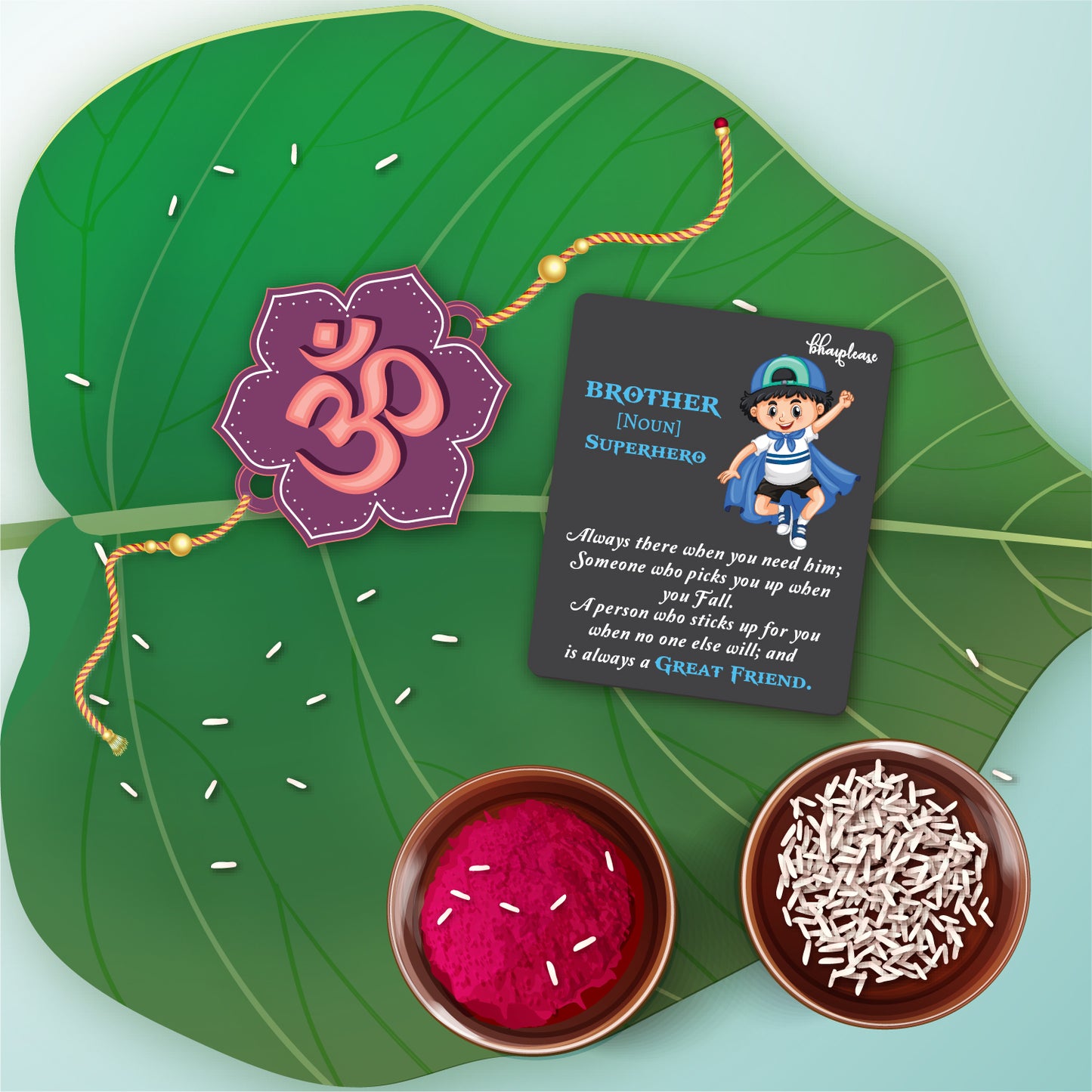 OM Rakhi With Brother Is Superhero Fridge Magnet