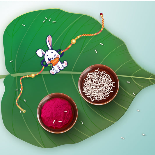 Handmade wooden animal Rakhi – Rabbit Rakhi for baby brother