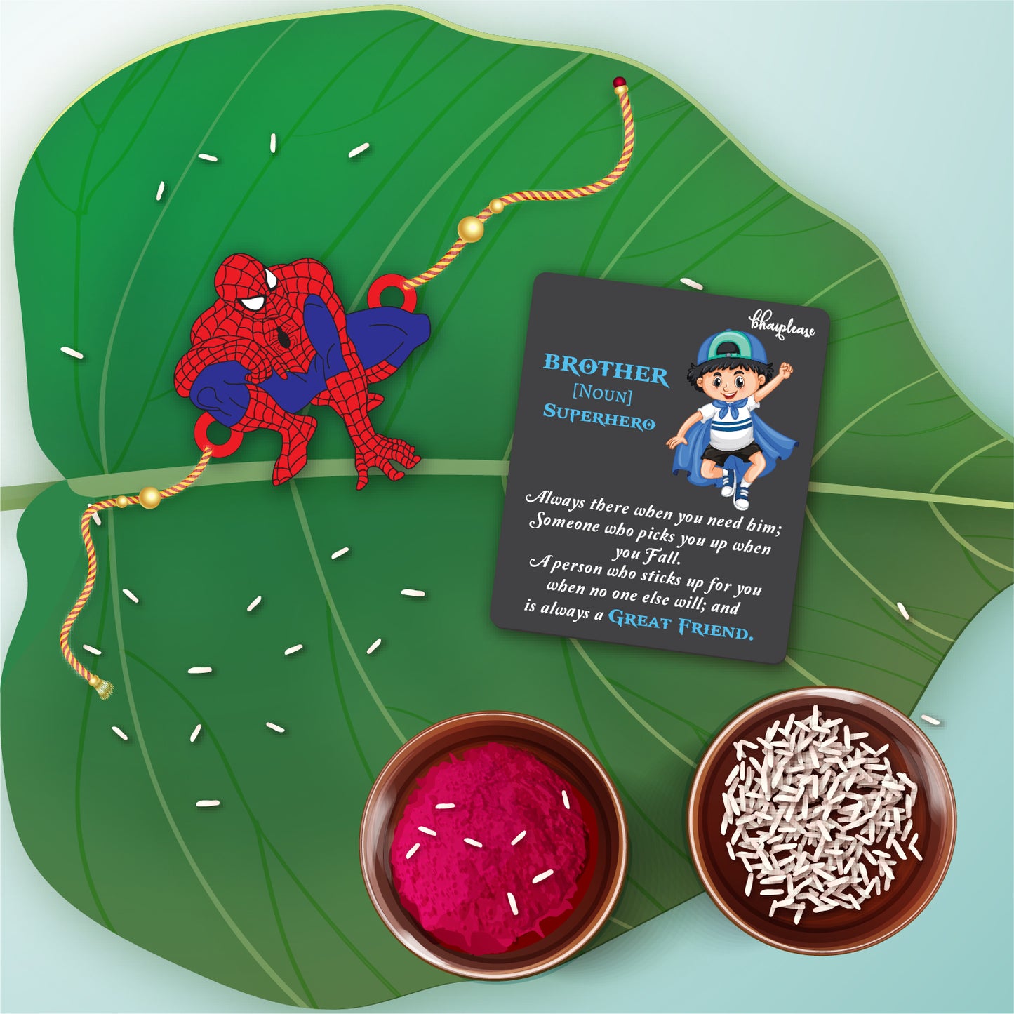 Spiderman Wooden Rakhi With Brother Is Superhero Fridge Magnet