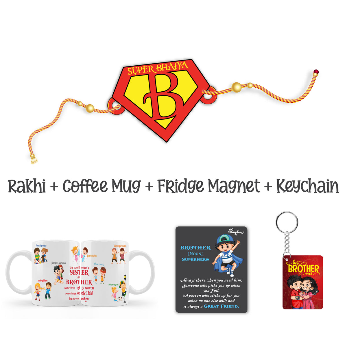 Super Bhaiya Rakhi For Brother with Mega Combo – Quotes Theme Rakhi | Bhai Please