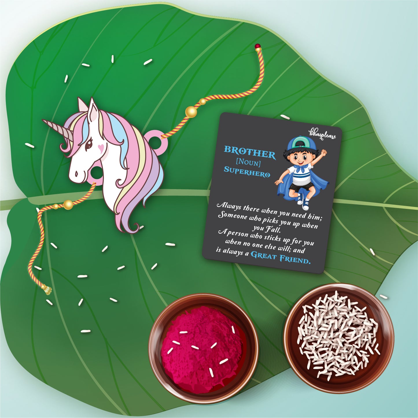 Unicorn Wooden Rakhi With Brother Is Superhero Fridge Magnet