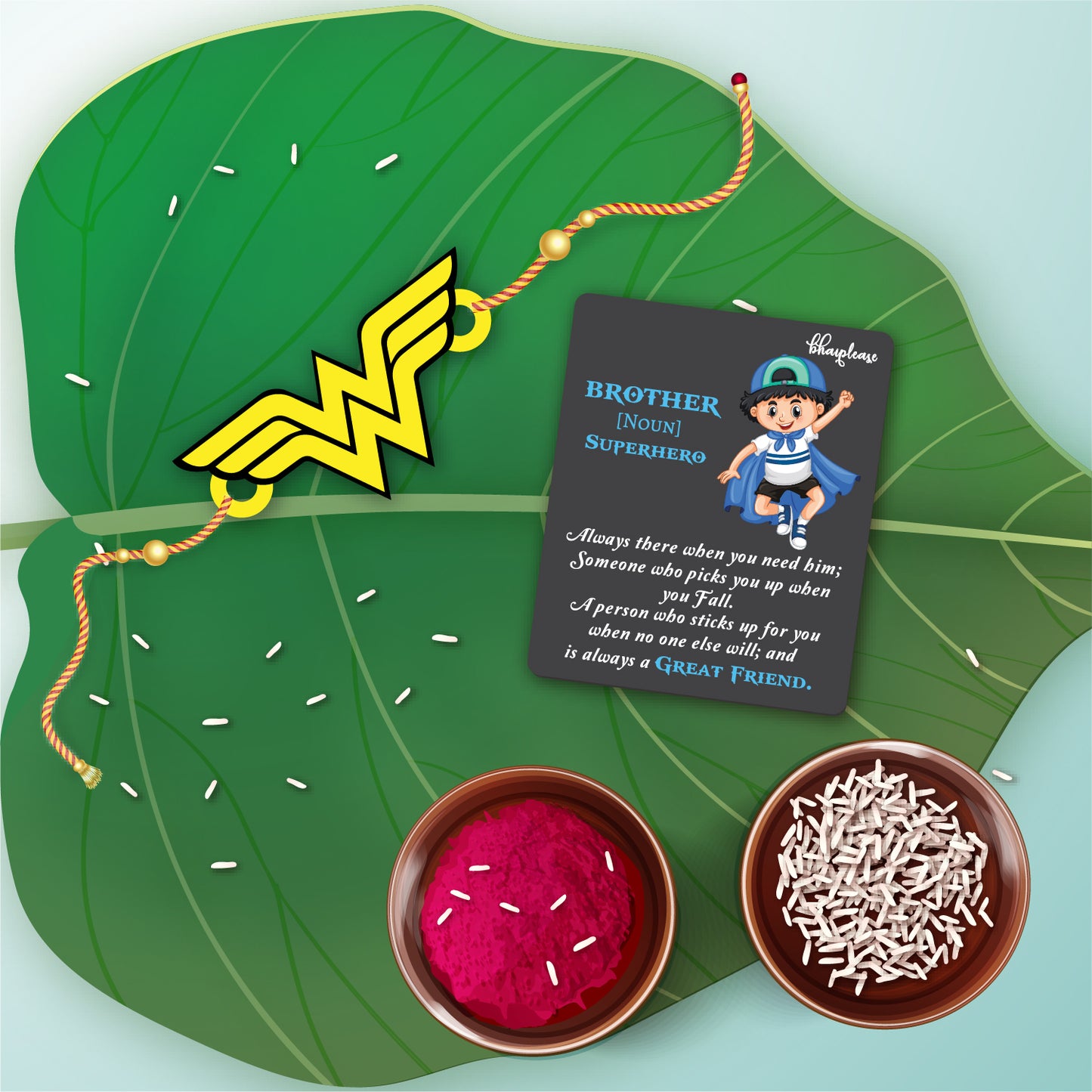 Wonder Woman Wooden Rakhi With Brother Is Superhero Fridge Magnet