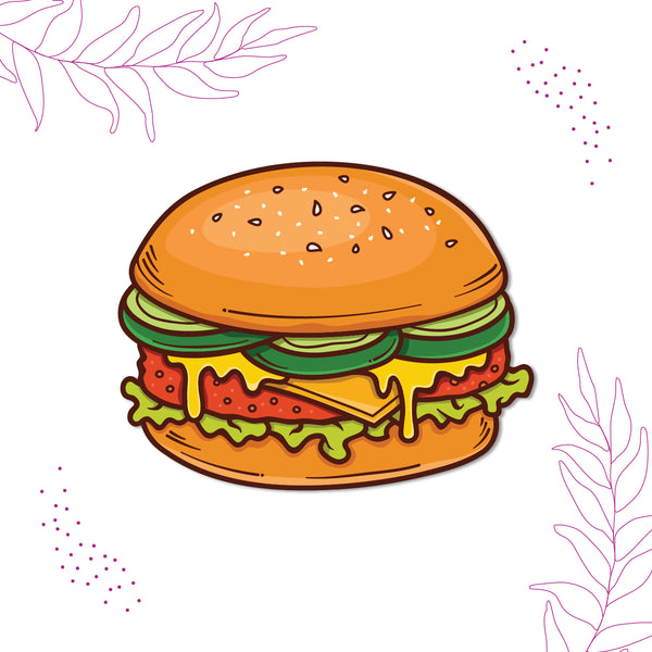 Fast food burger design fridge magnet