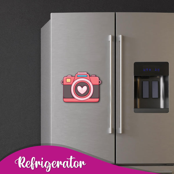 quirky Camera with heart collectible fridge magnet