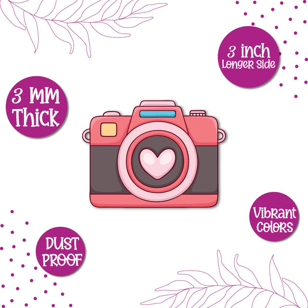 Camera with heart fridge magnet kitchen decor