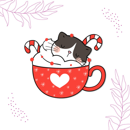 Cat in cup design fridge magnet India