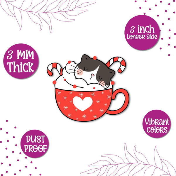 Cat in cup fridge magnet kitchen decor