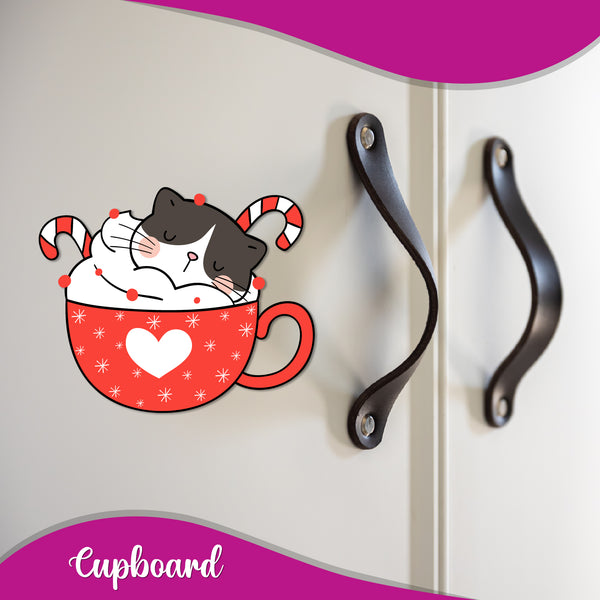 Cat in cup lovers quirky fridge magnet gift
