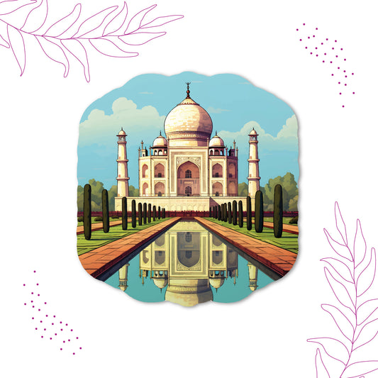 Agra Taj Mahal Wooden Fridge Magnet - Travel Souvenir & Gifting