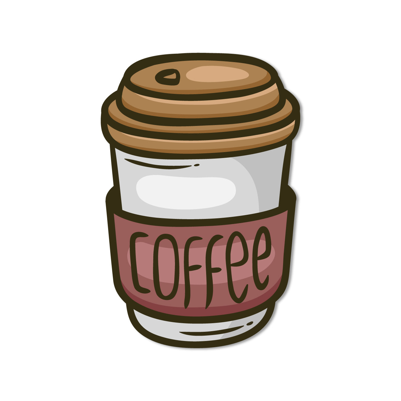 A vintage-inspired brown coffee can-themed magnet.