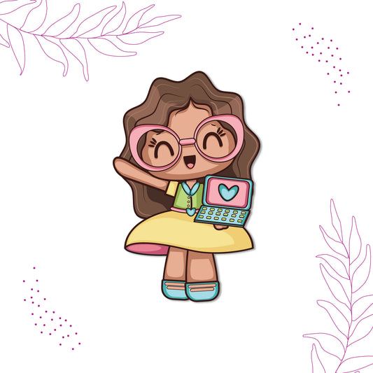 Cheerful girl magnet for your refrigerator