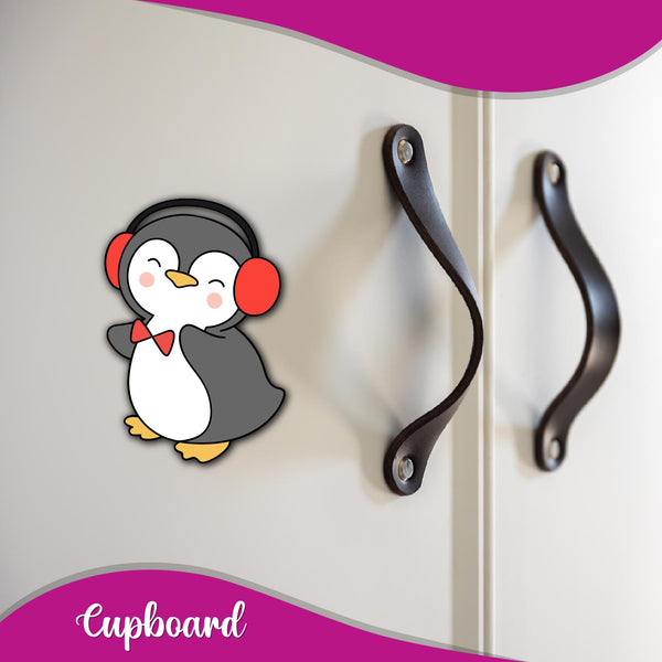 Penguin with headphone fridge magnet kitchen decor